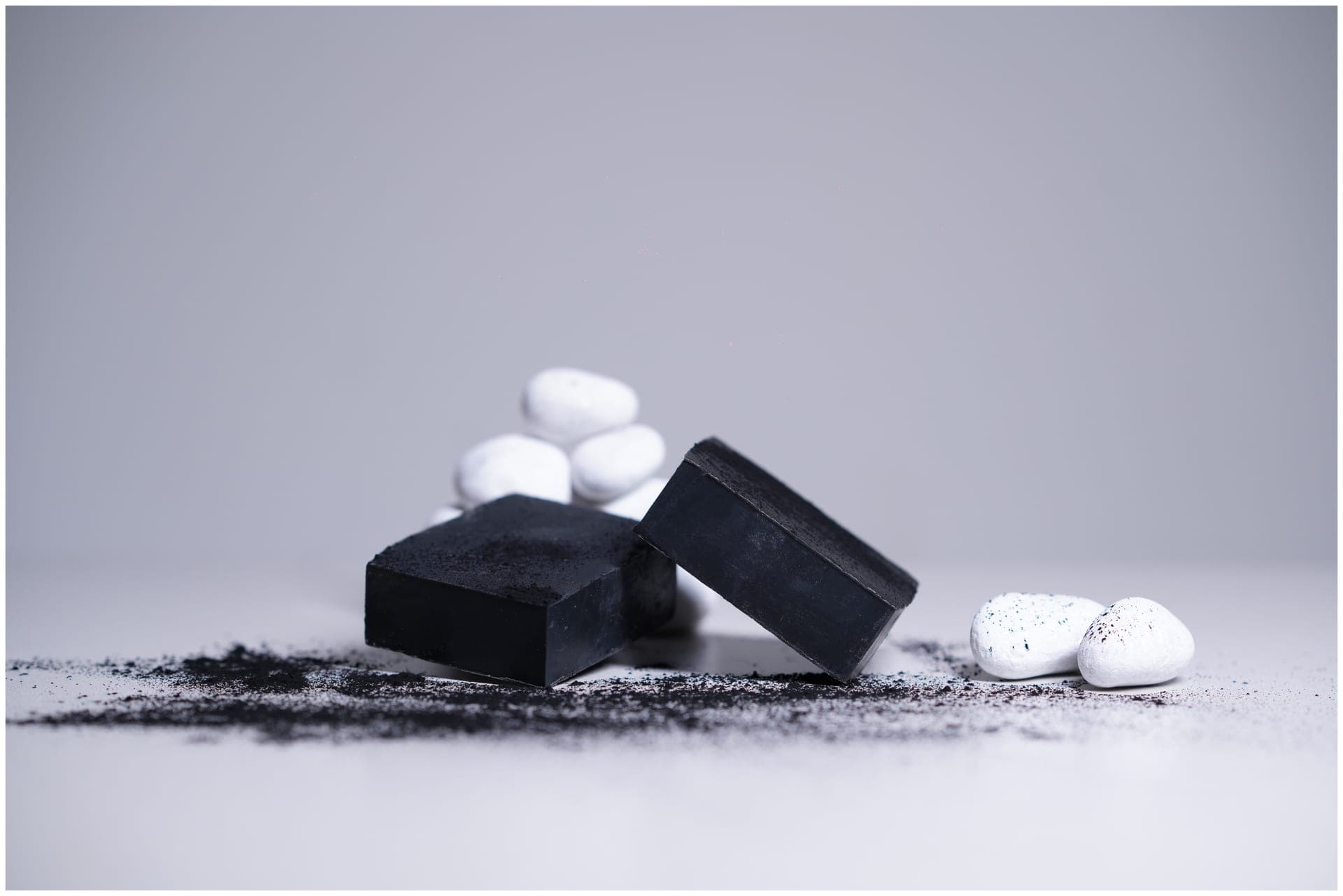 Activated charcoal soap bars with charcoal powder