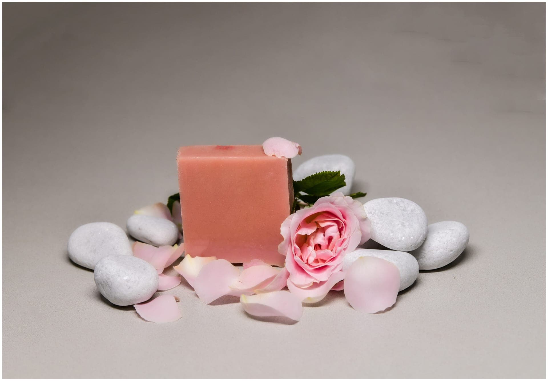 Rose and geranium soap with fresh roses